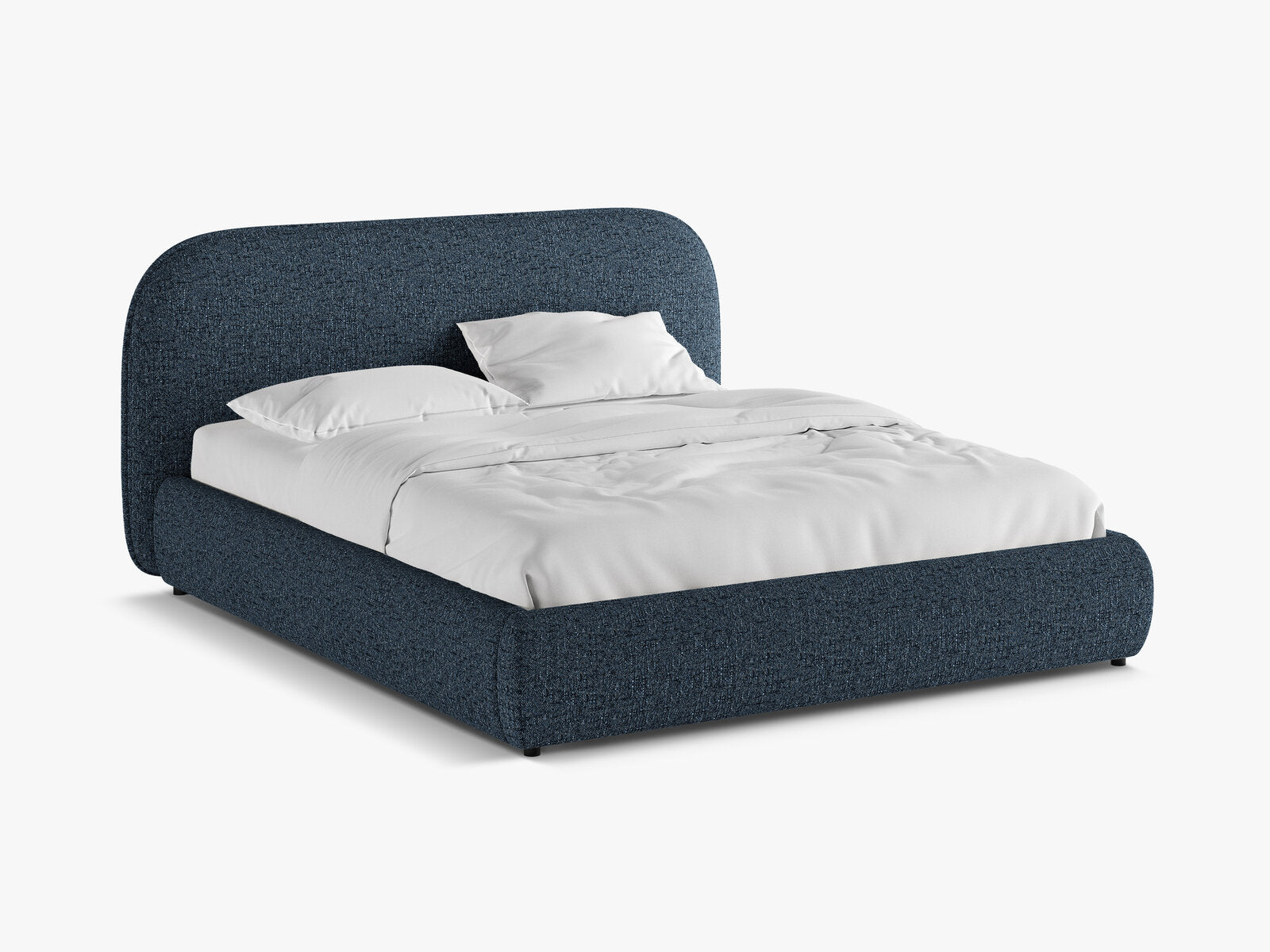 Micadoni Murada Bett mit Kopfteil Chenille Tracy Blau Melange 160x200