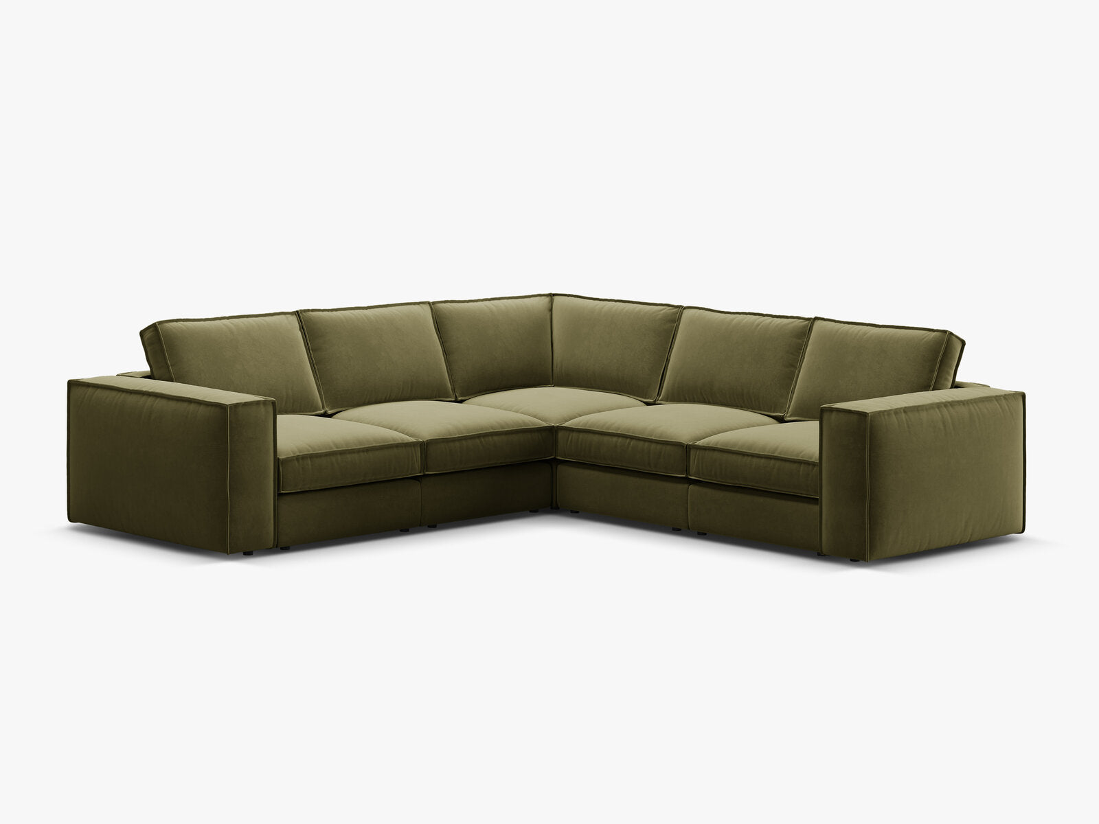 Micadoni symmetrisches modulares Ecksofa Pola 4-Sitzer Grün