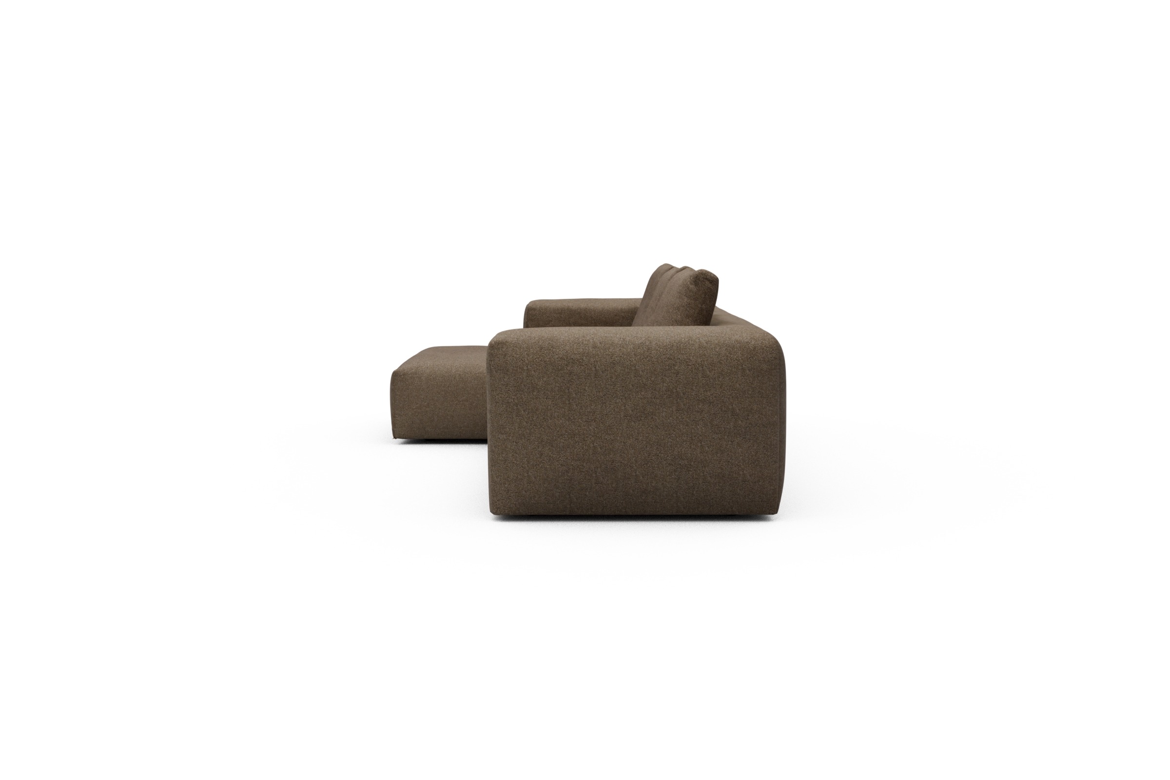 Ecksofa Fred Chaiselongue links mit 2,5-Sitzer Aivi-Khaki-Brown