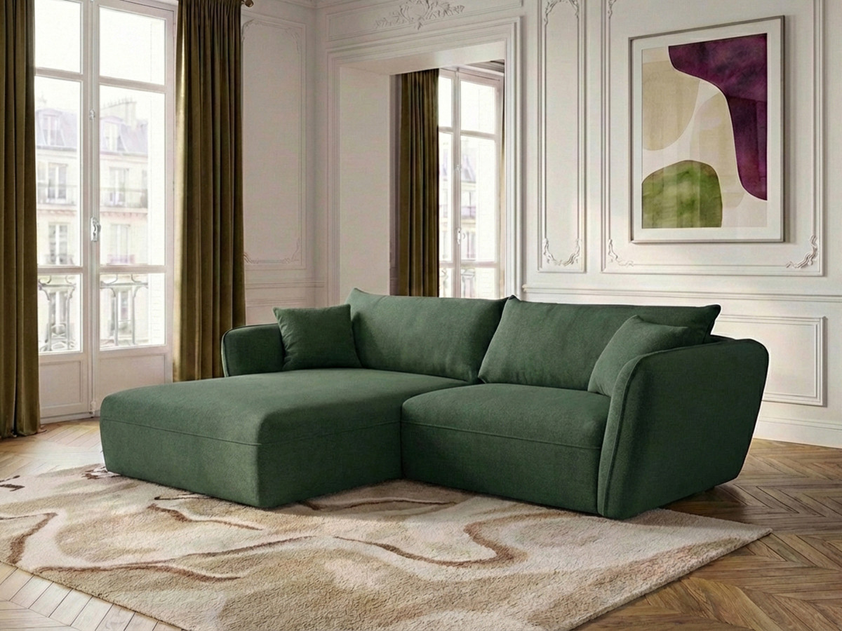 Bobochic Luigi Ecksofa Strukturstoff Grün Ecke links