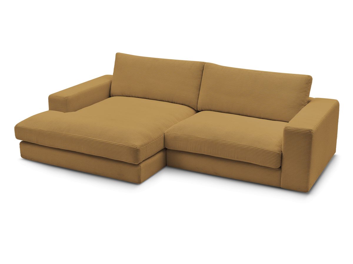 Bobochic Leonard Ecksofa 274 × 159 cm Cordsamt Gelb Ecke links