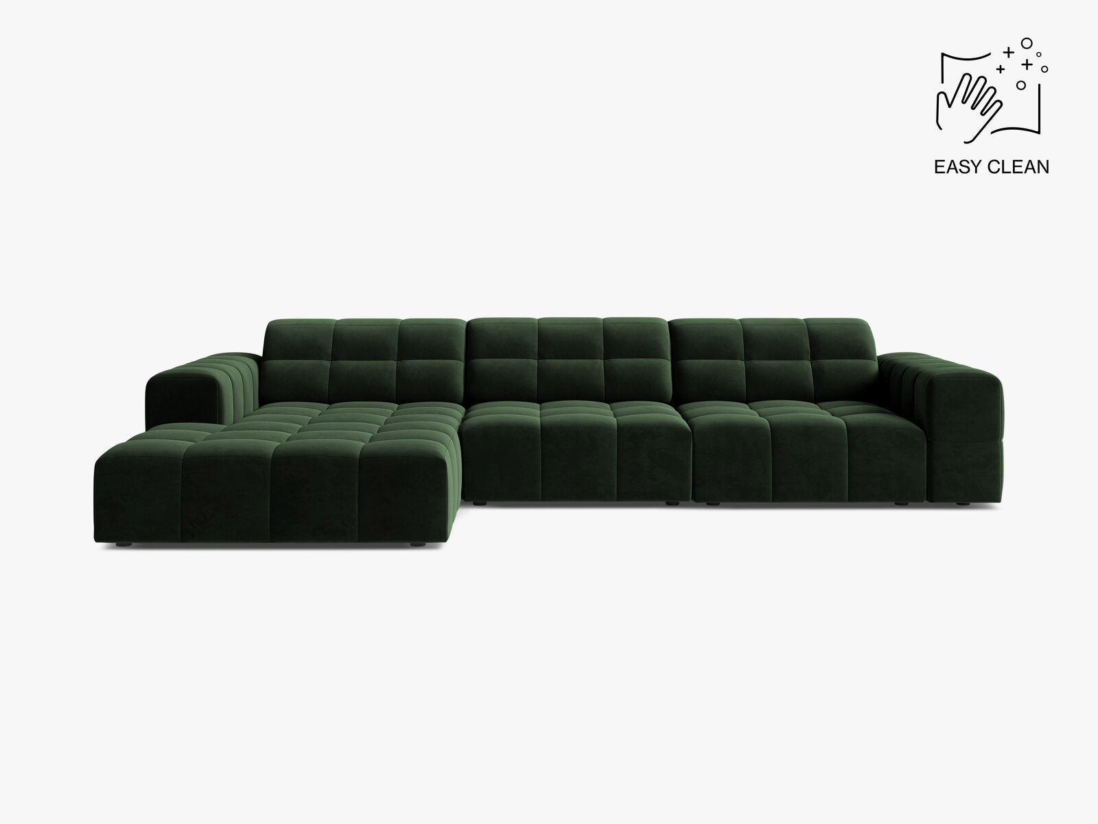 Micadoni Ecksofa Jennifer 4-Sitzer Links Samt Venus Flaschengrün