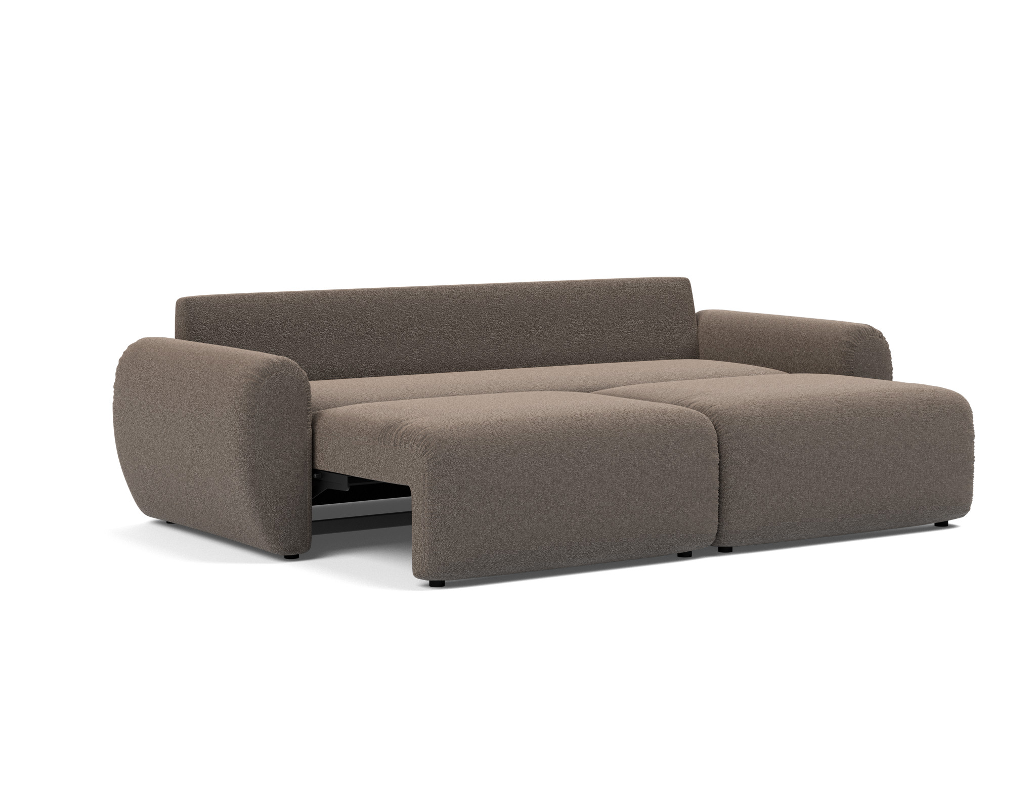 Schlafsofa Norum mit Curve-Armlehnen Boucle Skandi 530-Taupe