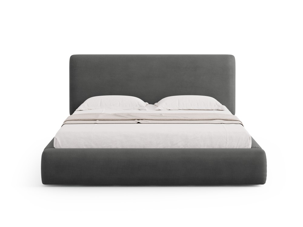 Cosmopolitan Design Stauraumbett mit Kopfteil Colonel 140x200 Chenille Rebel Dunkelgrau