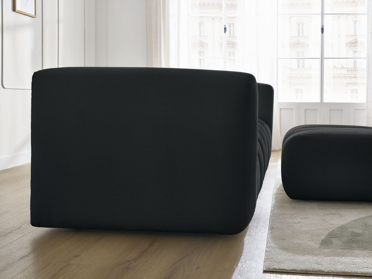 Bobochic Talia Sofa 3-Sitzer mit Pouf Melange-Stoff Schwarz