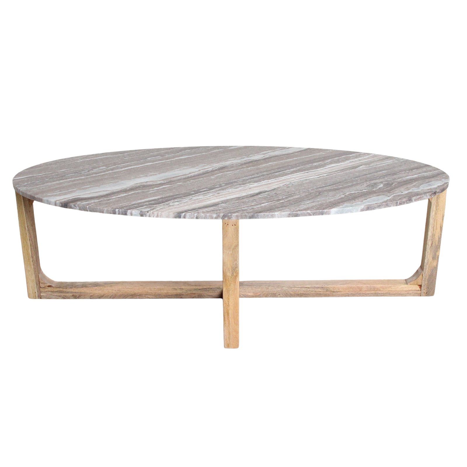 Raw Materials Ovaler Marmor-Couchtisch Fantasy-Braun 120x60x38cm