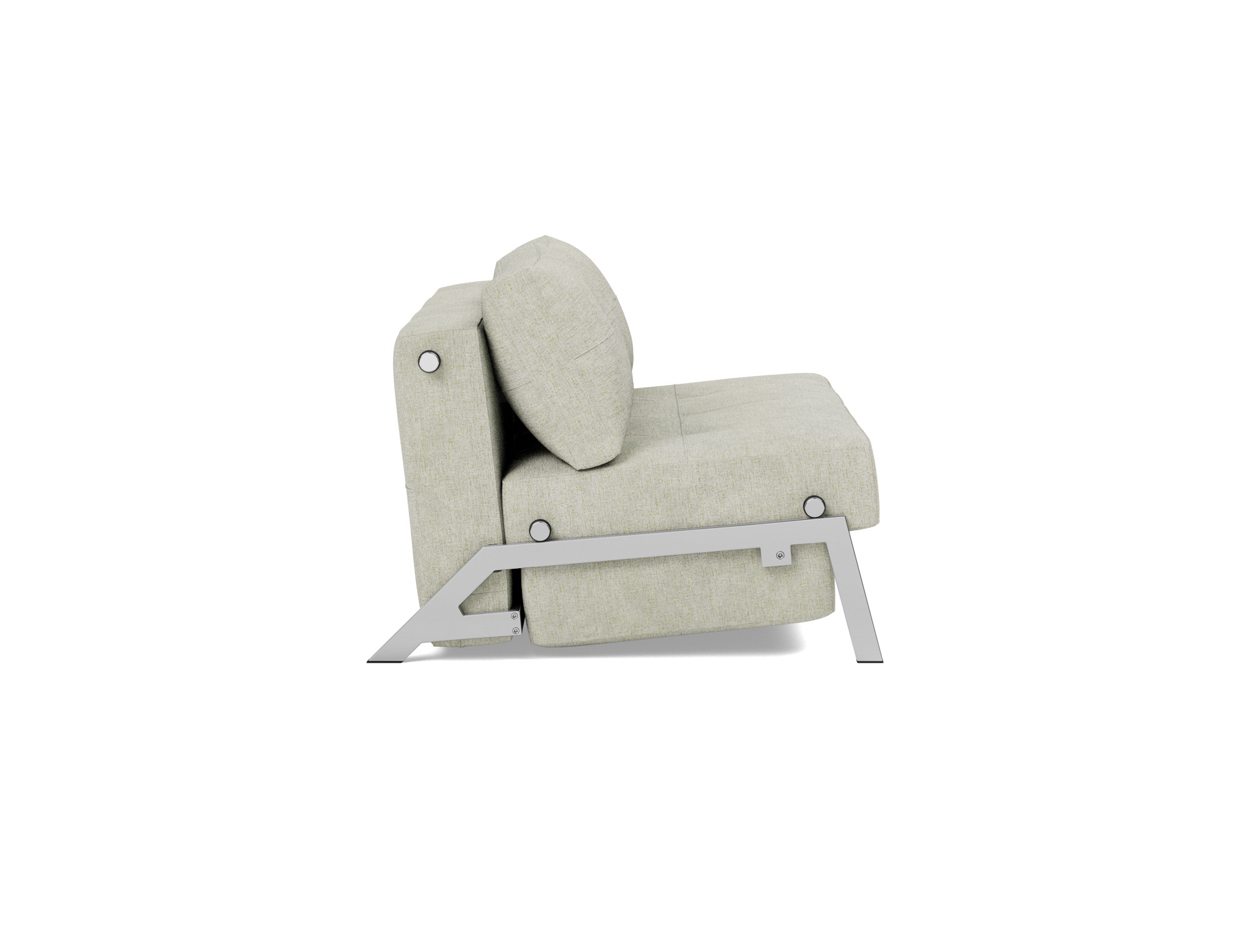 Schlafsofa Cubed 140 Flachgewebe Avella 280-Sand Beine Chrom
