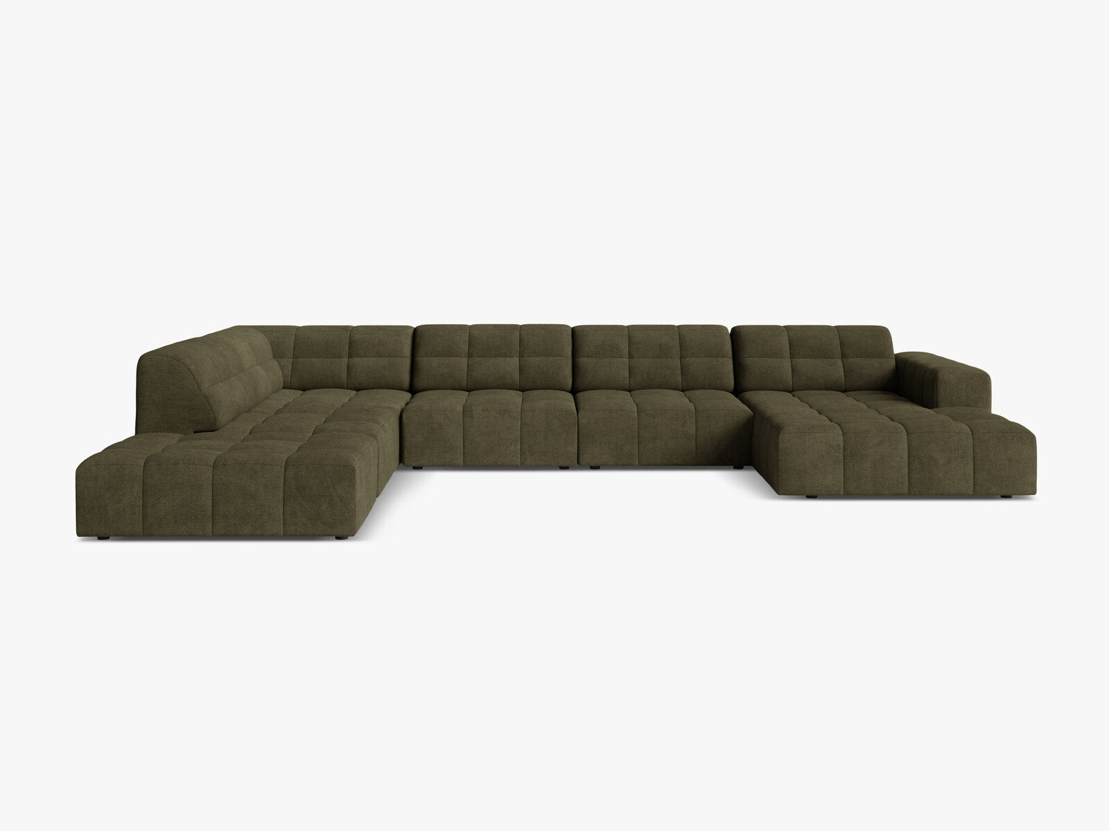 Micadoni Panorama Ecksofa Jennifer 7-Sitzer Chenille Eden Grün Links
