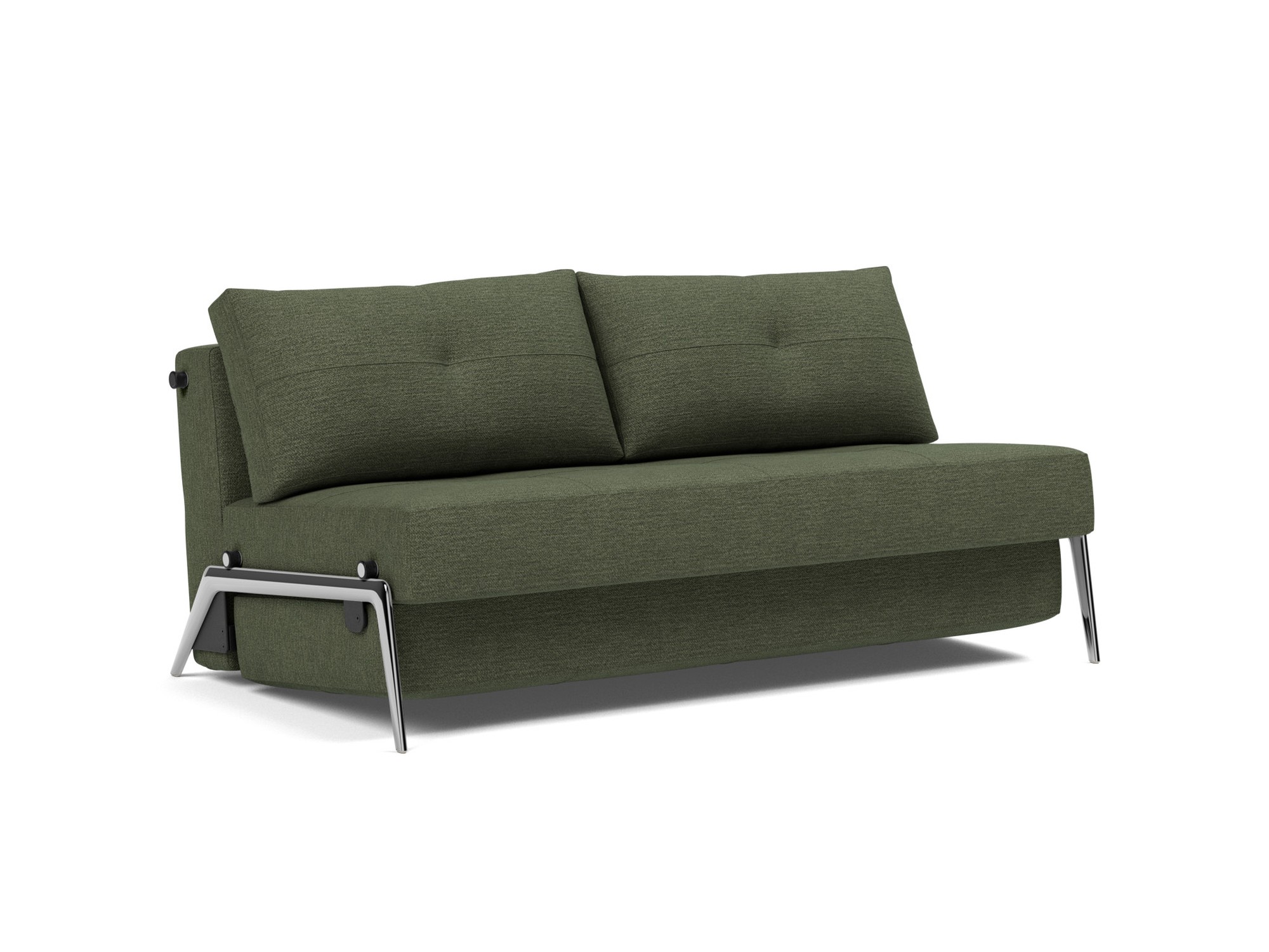 Schlafsofa Cubed 160 Strukturierter Stoff Taura 353-Forest Beine Aluminium