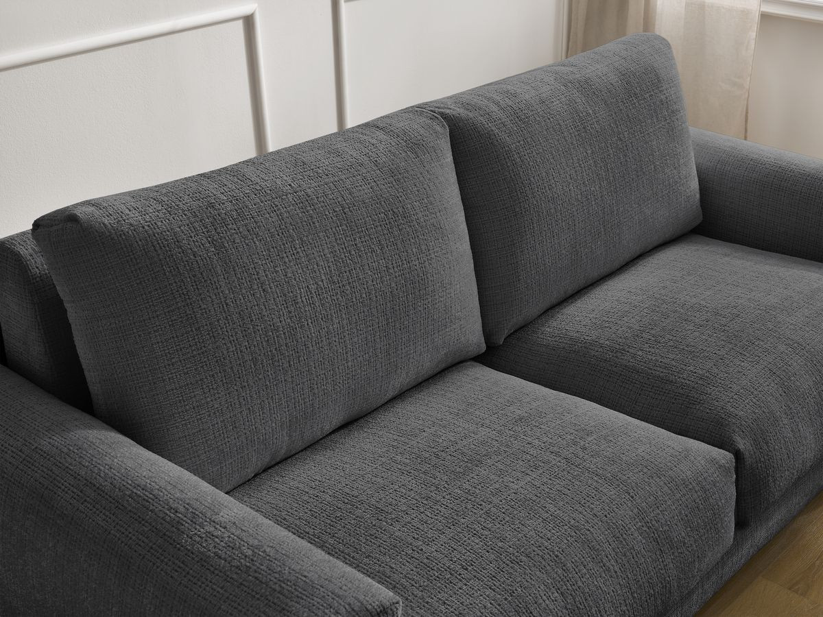 Bobochic Cocoone Schlafsofa 3-Sitzer Strukturstoff Schwarz, Liegefläche 140 × 200 cm