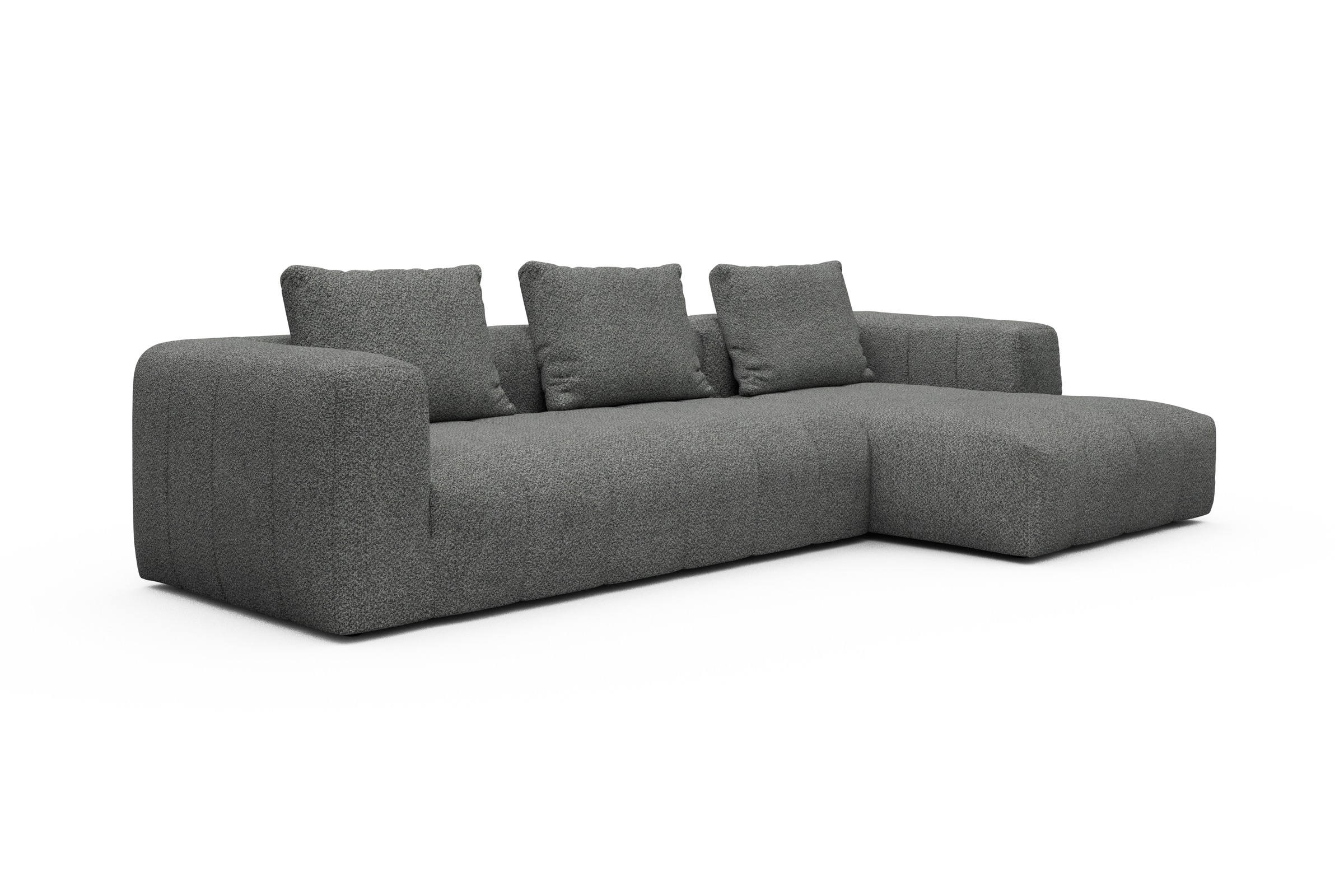 Ecksofa Hugo 2,5-Sitzer Armlehne links mit Chaiselongue Vanora-Warm-Grey