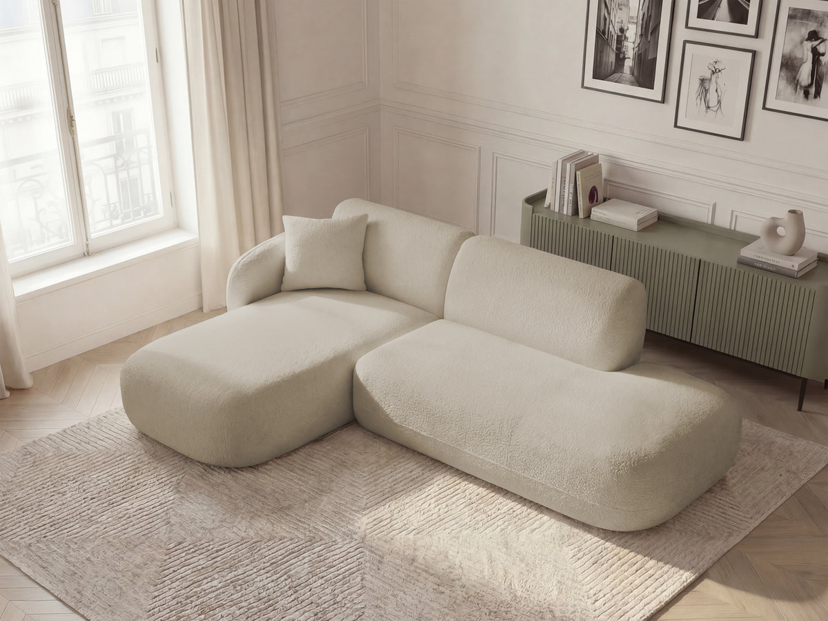 Bobochic Anda Ecksofa 241 × 163 cm Chenille Beige Ecke links