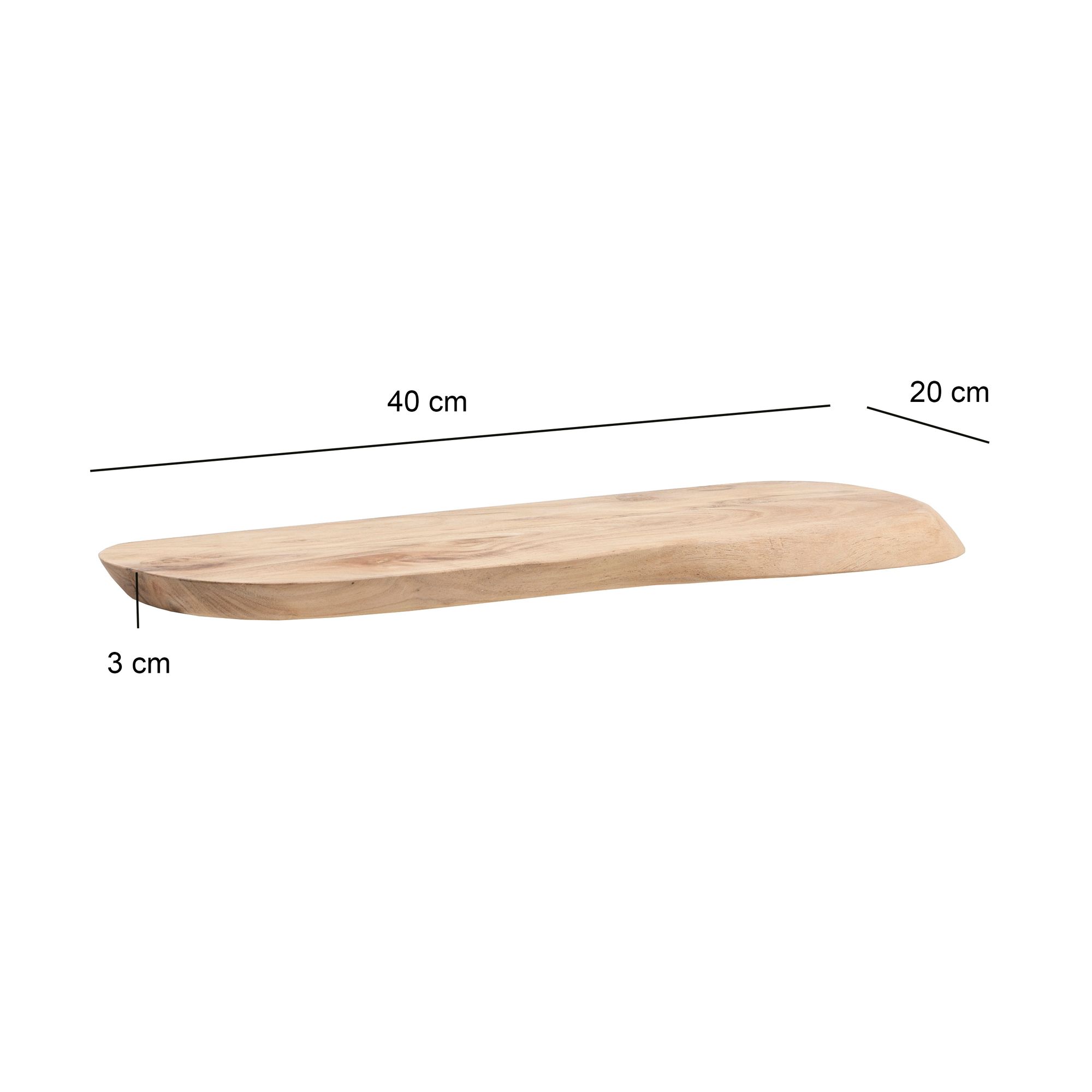 Wandregal Borgund Akazie Massivholz Breite 40 cm