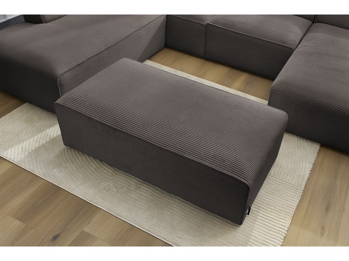 Bobochic Megeve Wohnlandschaft mit Pouf Cordsamt Braun Ecke rechts