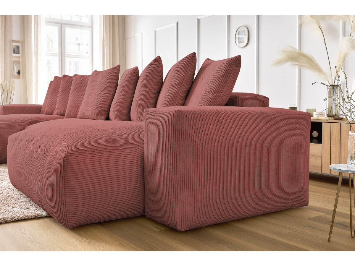 Bobochic Voltaire Wohnlandschaft 420 × 174 cm Cordsamt Rosa
