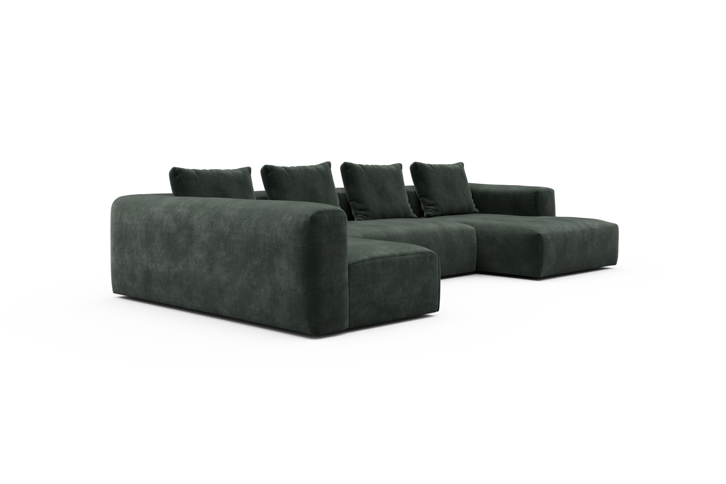 Wohnlandschaft Fred Chaiselongue rechts mit 2-Sitzer und lange Armlehne links Smooth-Laurel-Green
