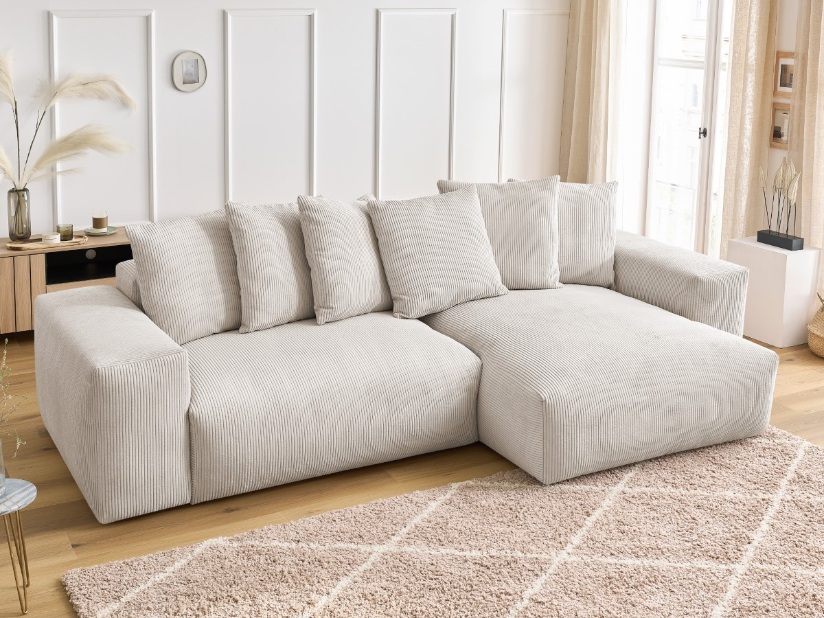 Bobochic Voltaire Ecksofa 310 × 174 cm Cordsamt Beige
