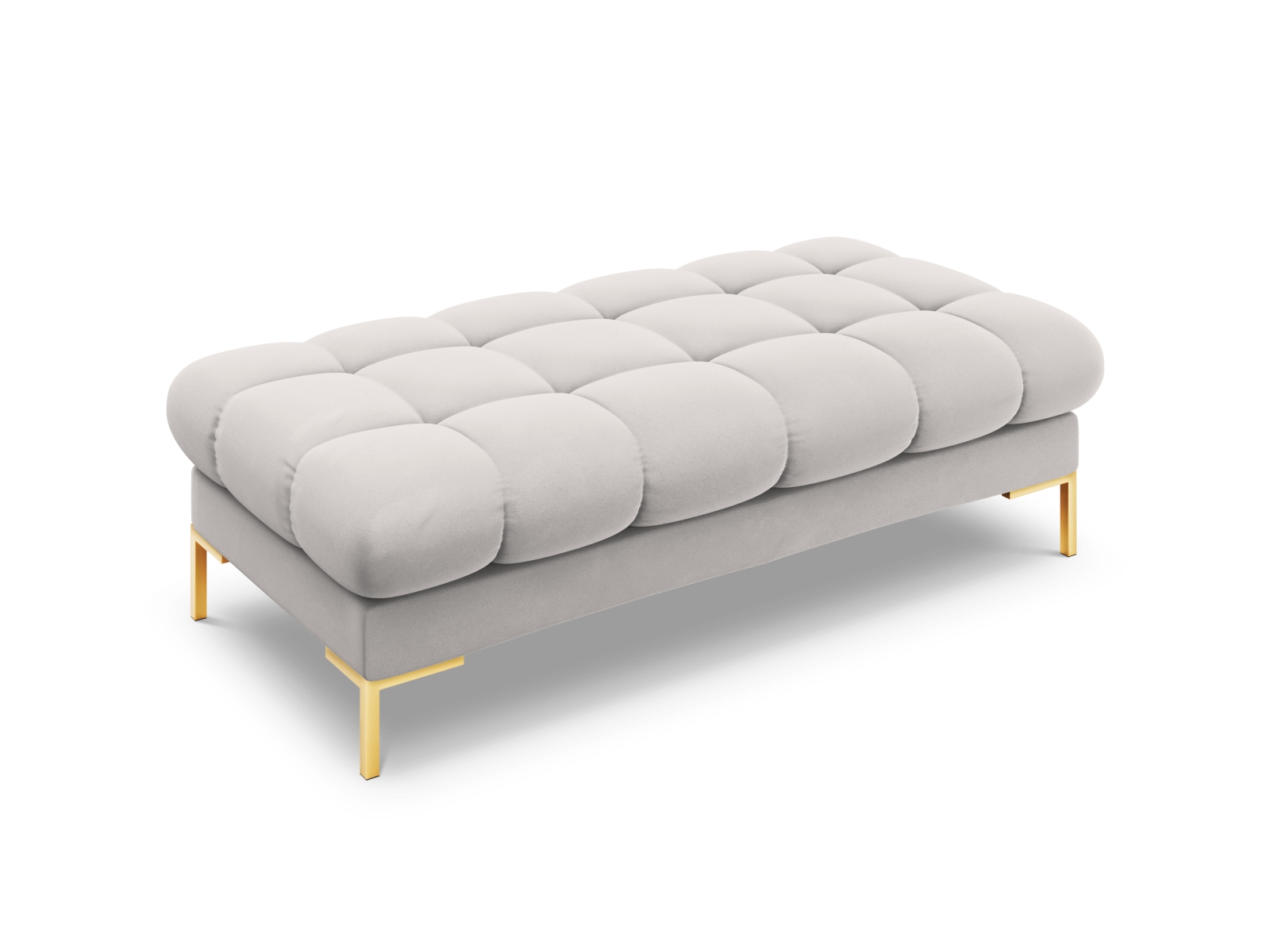 Cosmopolitan Design Polsterbank Bali 2-Sitzer Samt Bluvel Silber Beine Gold
