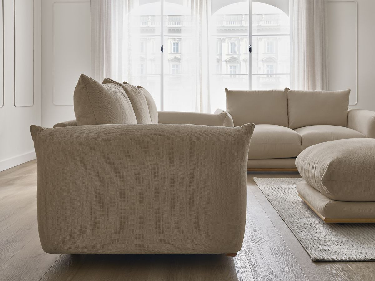 Bobochic Ernest Sofa 6-Sitzer mit Pouf Stoff Taupe