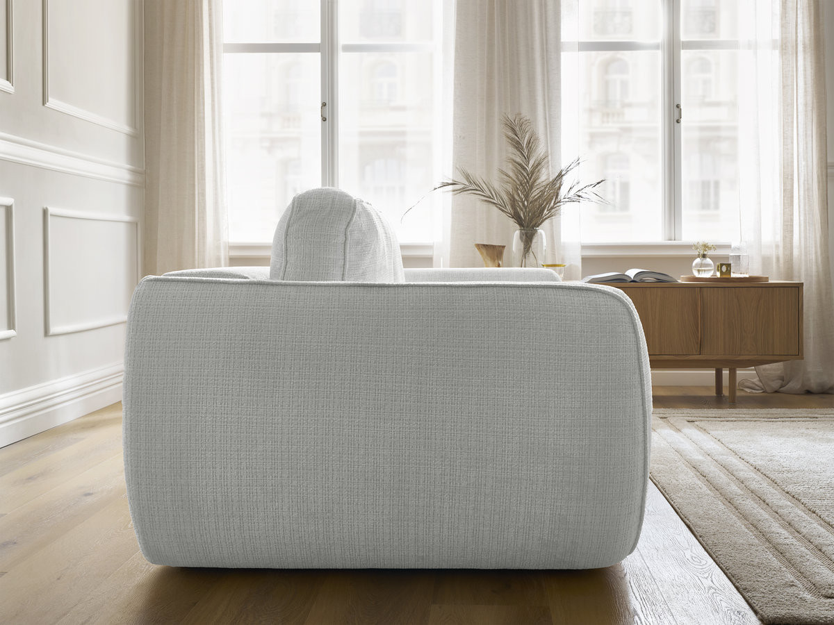 Bobochic Denise Schlafsofa 3-Sitzer mit Bettkasten Strukturstoff Hellgrau