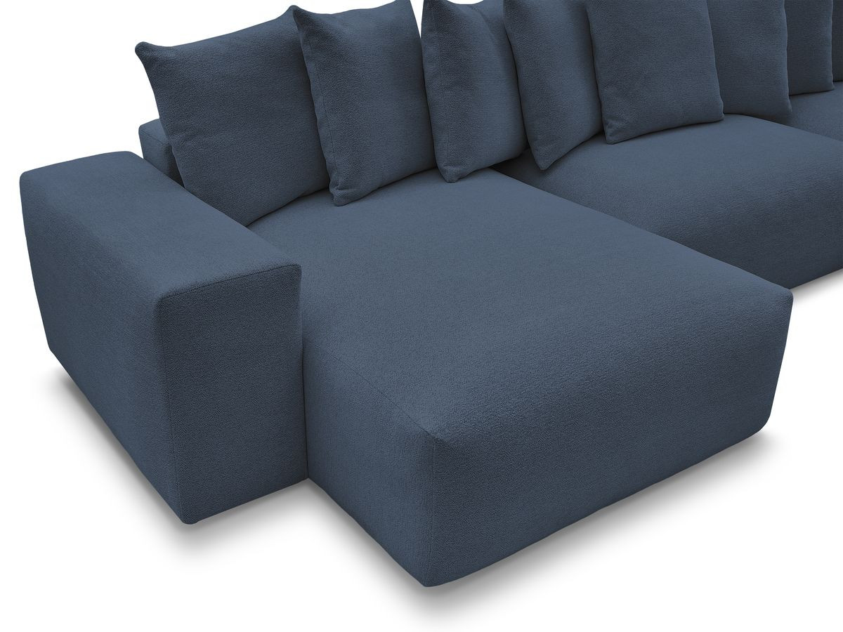 Bobochic Voltaire Wohnlandschaft mit Pouf 420 × 174 cm Melange-Stoff Dunkelblau