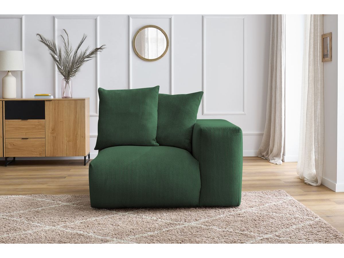 Bobochic Voltaire Sofamodul 1-Sitzer 130 × 100 cm Cordsamt Grün Ecke rechts