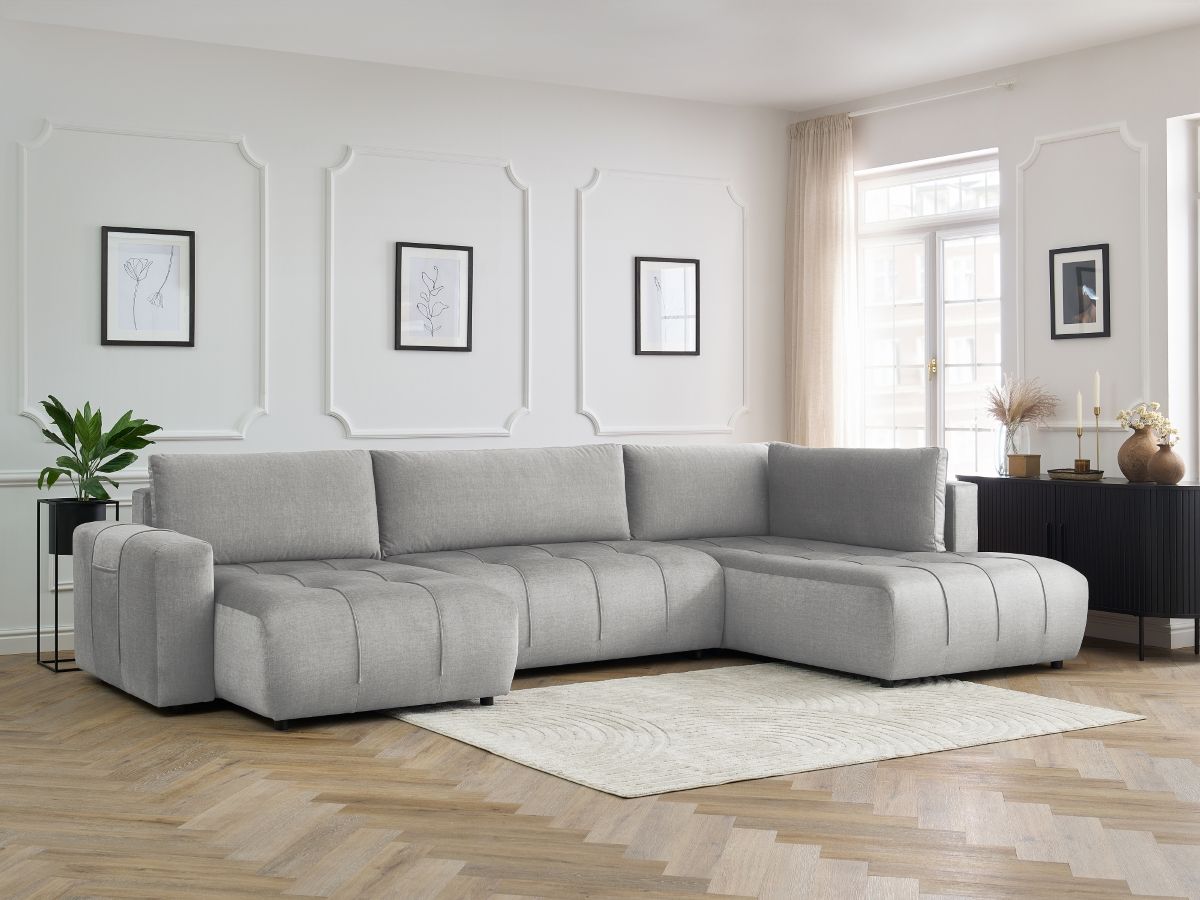 Bobochic Arsene Wohnlandschaft Samt Hellgrau Ecke links