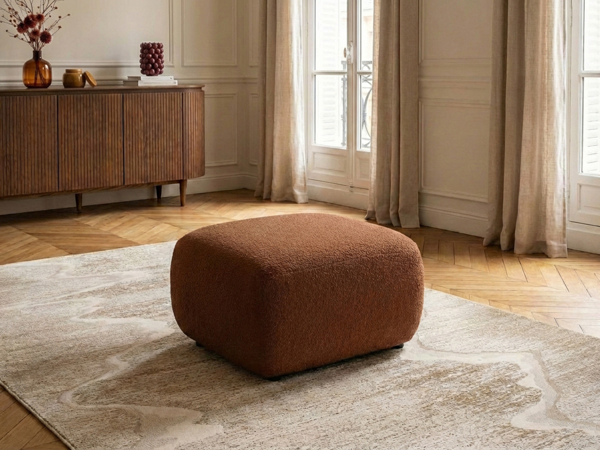 Bobochic Montaigne Pouf Bouclé-Stoff Orange