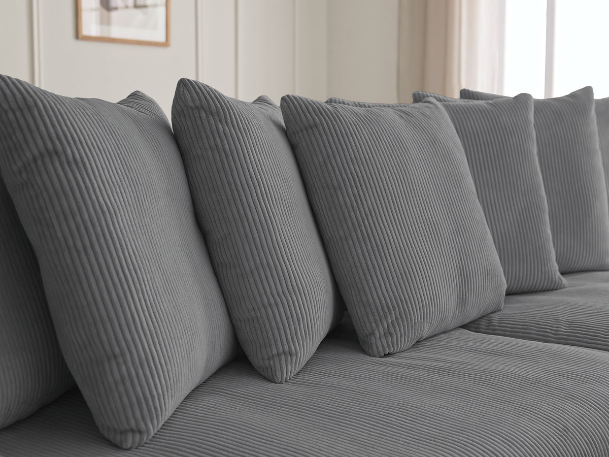 Bobochic Enore Ecksofa 330 × 157 cm Cordsamt Dunkelgrau Ecke rechts