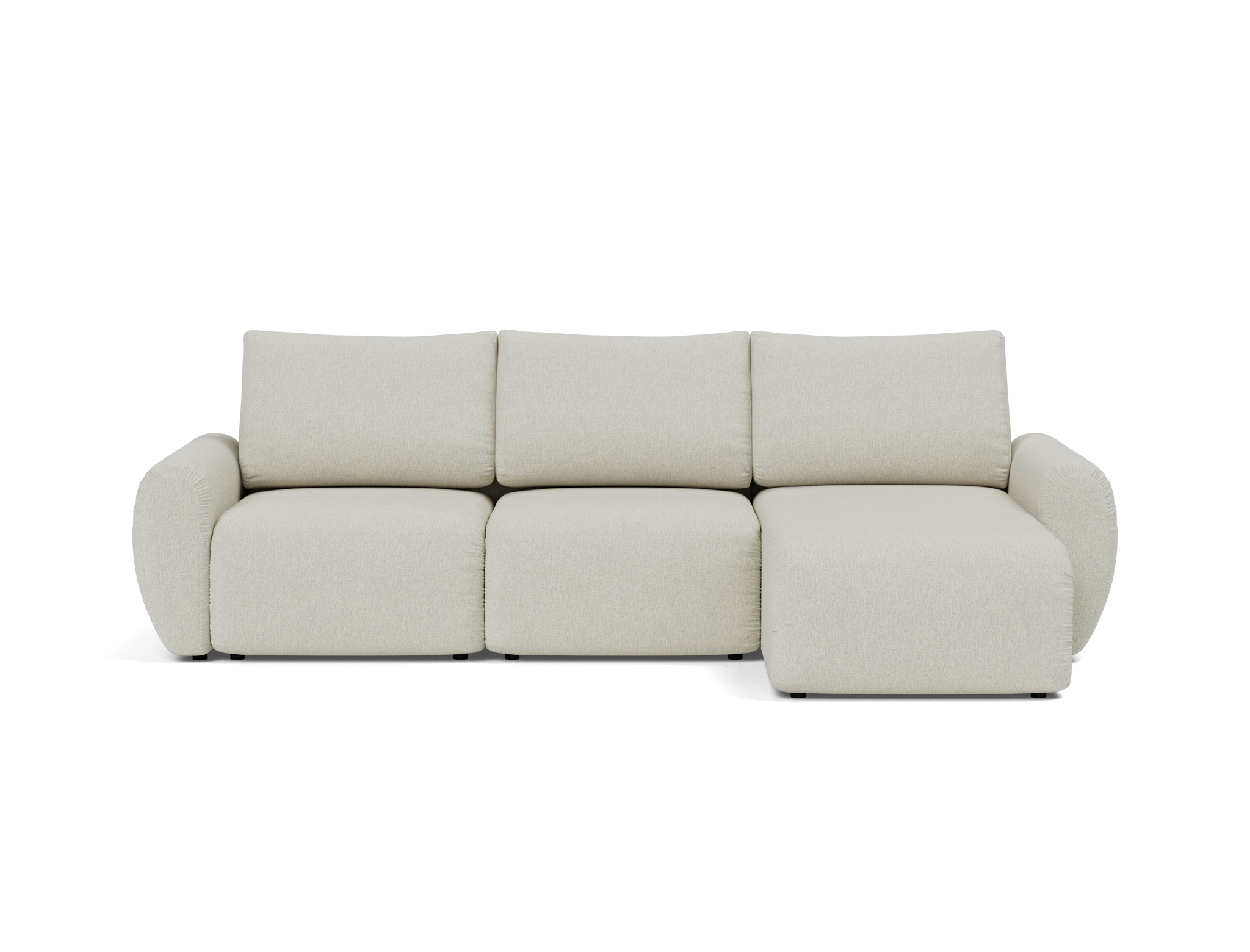 Schlafsofa Norum mit Chaiselongue und Curve-Armlehnen Flachgewebe Mixed Dance 527-Natural