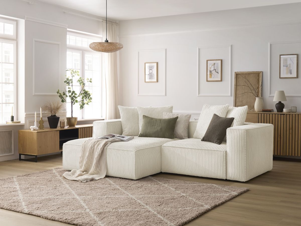 Bobochic Nina Ecksofa Cordsamt Beige Ecke links