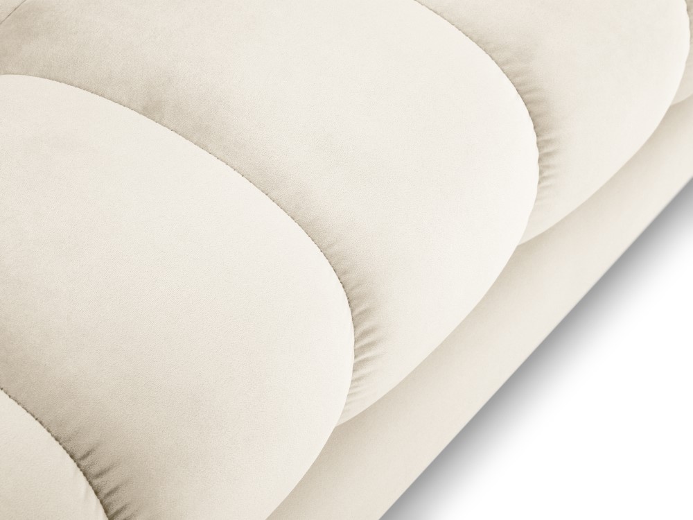 Cosmopolitan Design Ecksofa Bali 5-Sitzer Samt Bluvel Helles Beige Links Beine Schwarzes Metall