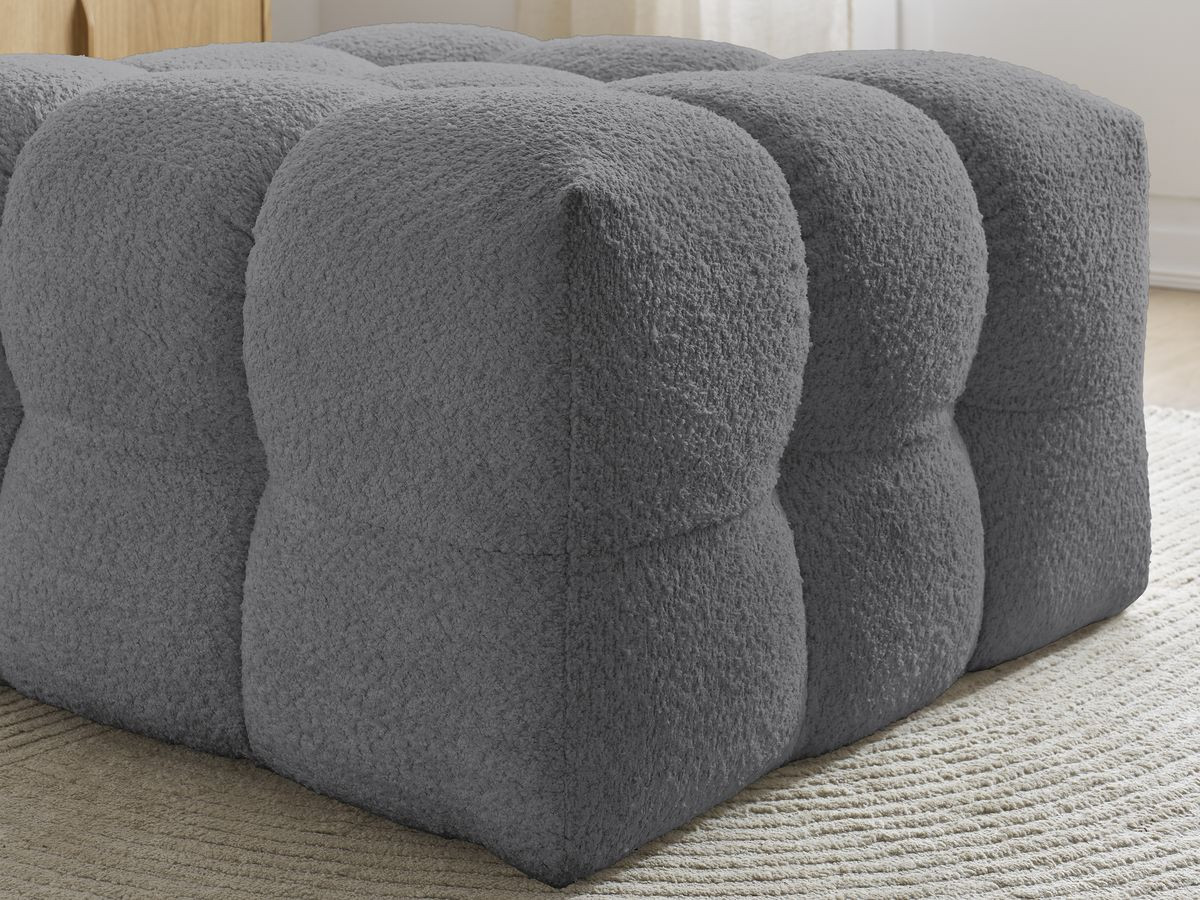 Bobochic Cloud Pouf Bouclé-Stoff Dunkelgrau