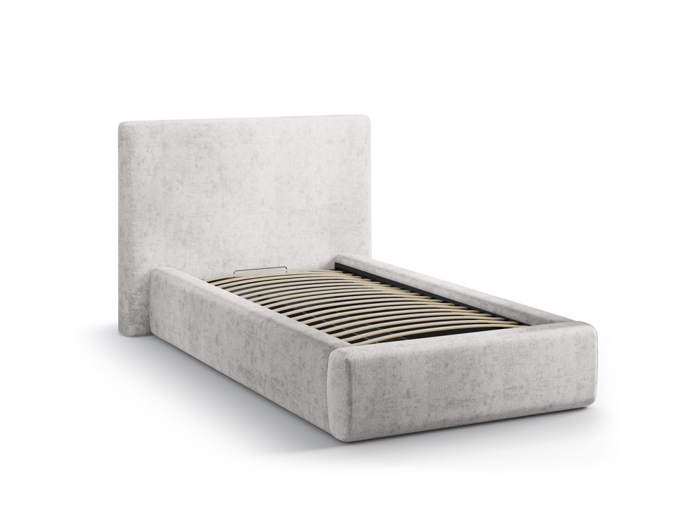 Cosmopolitan Design Stauraumbett mit Kopfteil Asti Chenille Perfect Harmony Hellgrau