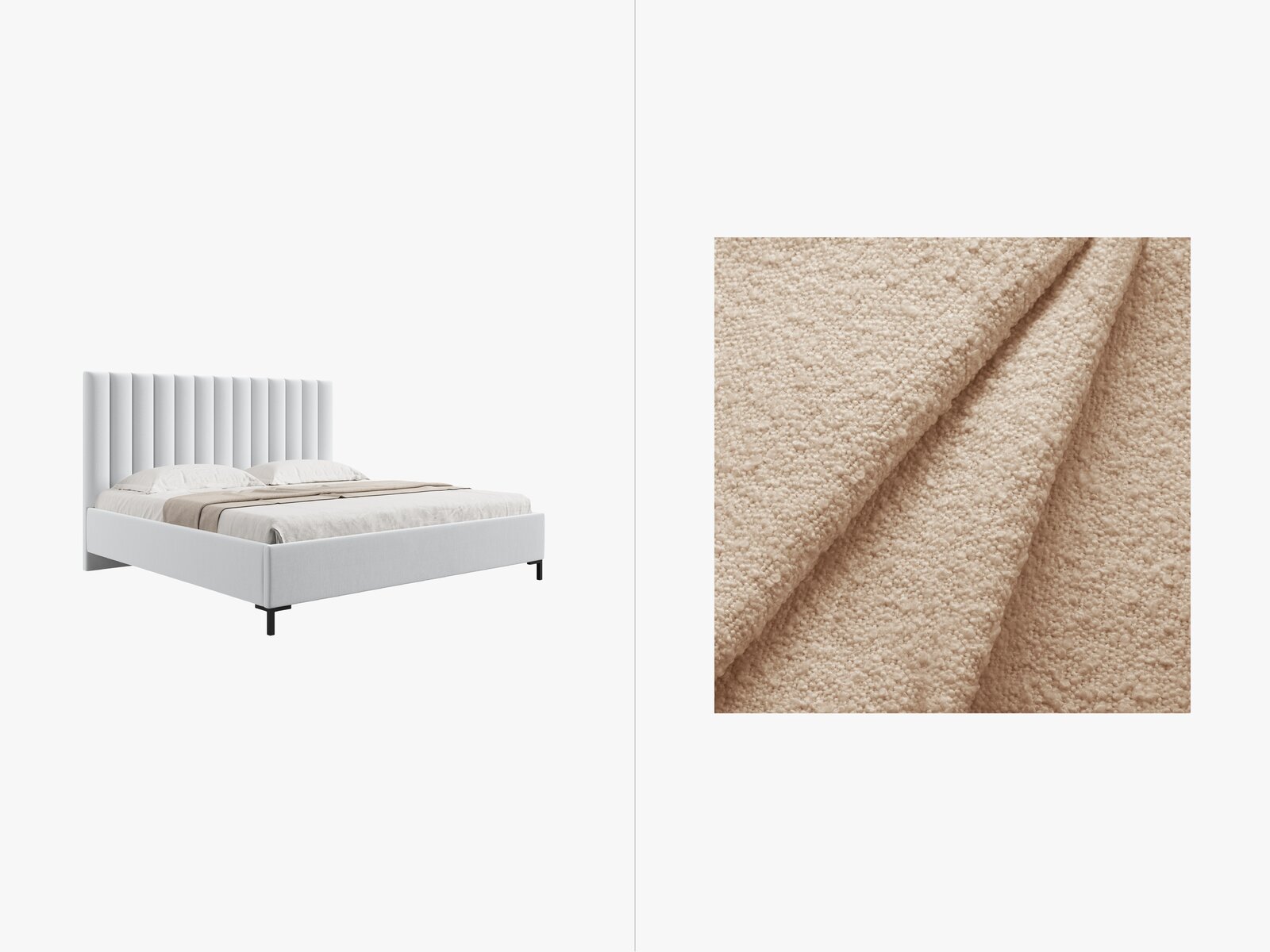 Micadoni Polsterbett Allison Boucle Baloo Beige 140x200