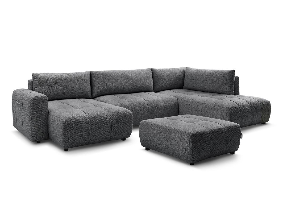 Bobochic Arsene Wohnlandschaft mit Pouf Melange-Stoff Dunkelgrau Ecke links