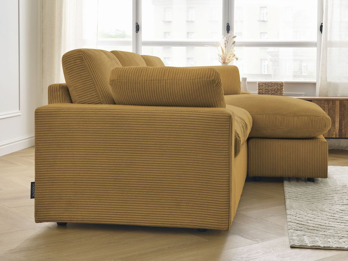 Bobochic Belair Ecksofa 220 × 139 cm Cordsamt Gelb