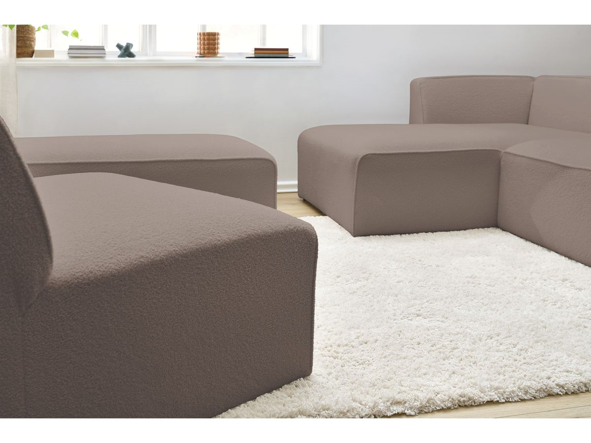 Bobochic Megeve Ecksofa mit Pouf Bouclé-Stoff Braun Ecke links