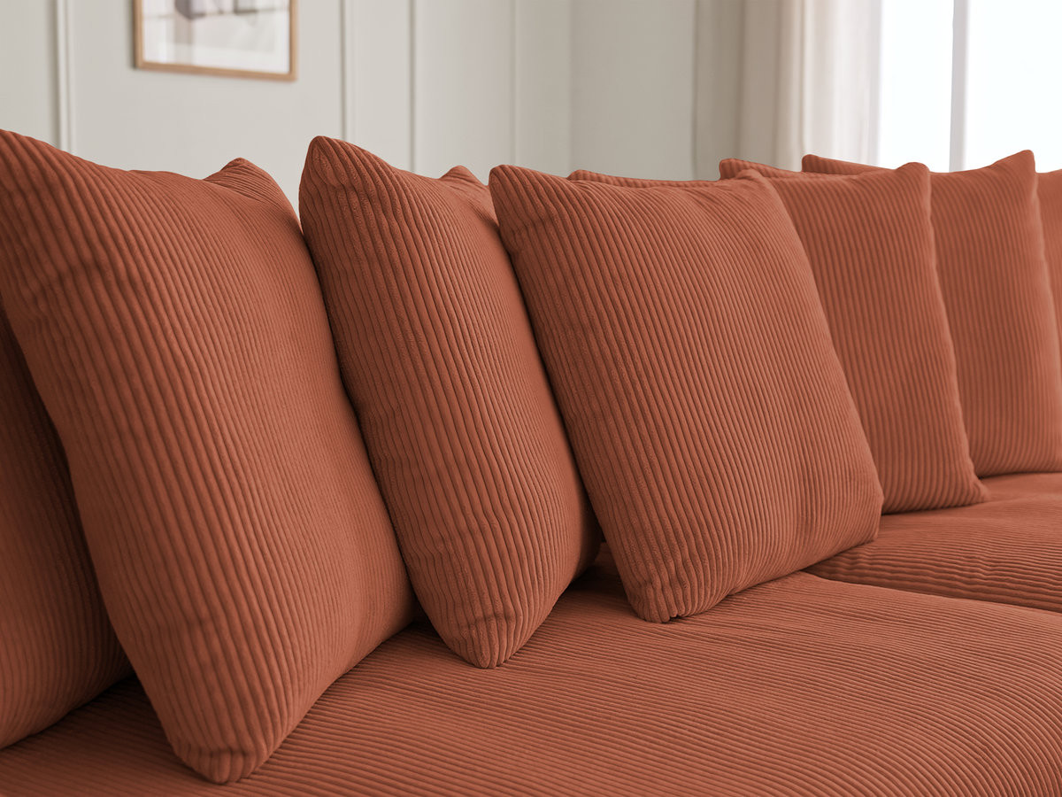 Bobochic Enore Ecksofa 330 × 157 cm Cordsamt Orange Ecke rechts