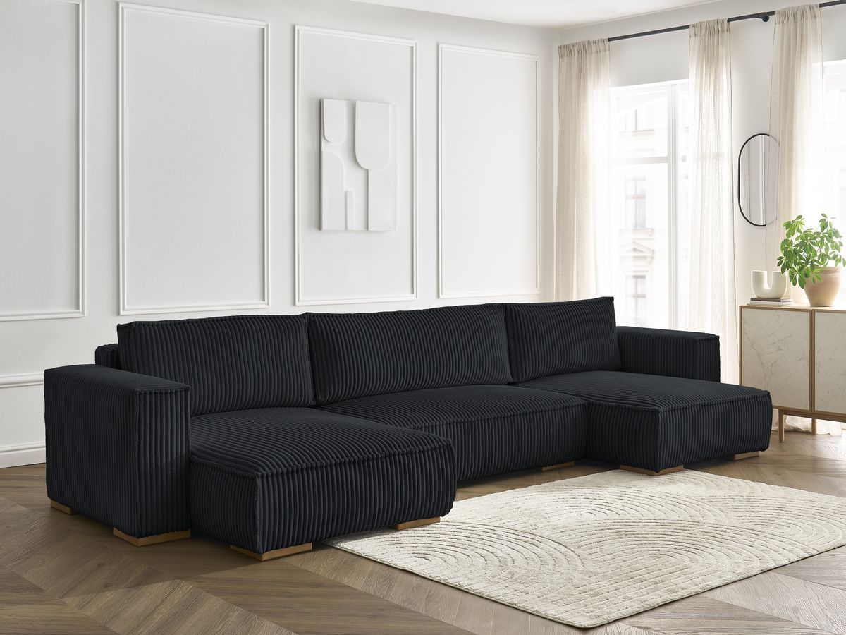 Bobochic Chelsea Wohnlandschaft Breitcord weich Schwarz
