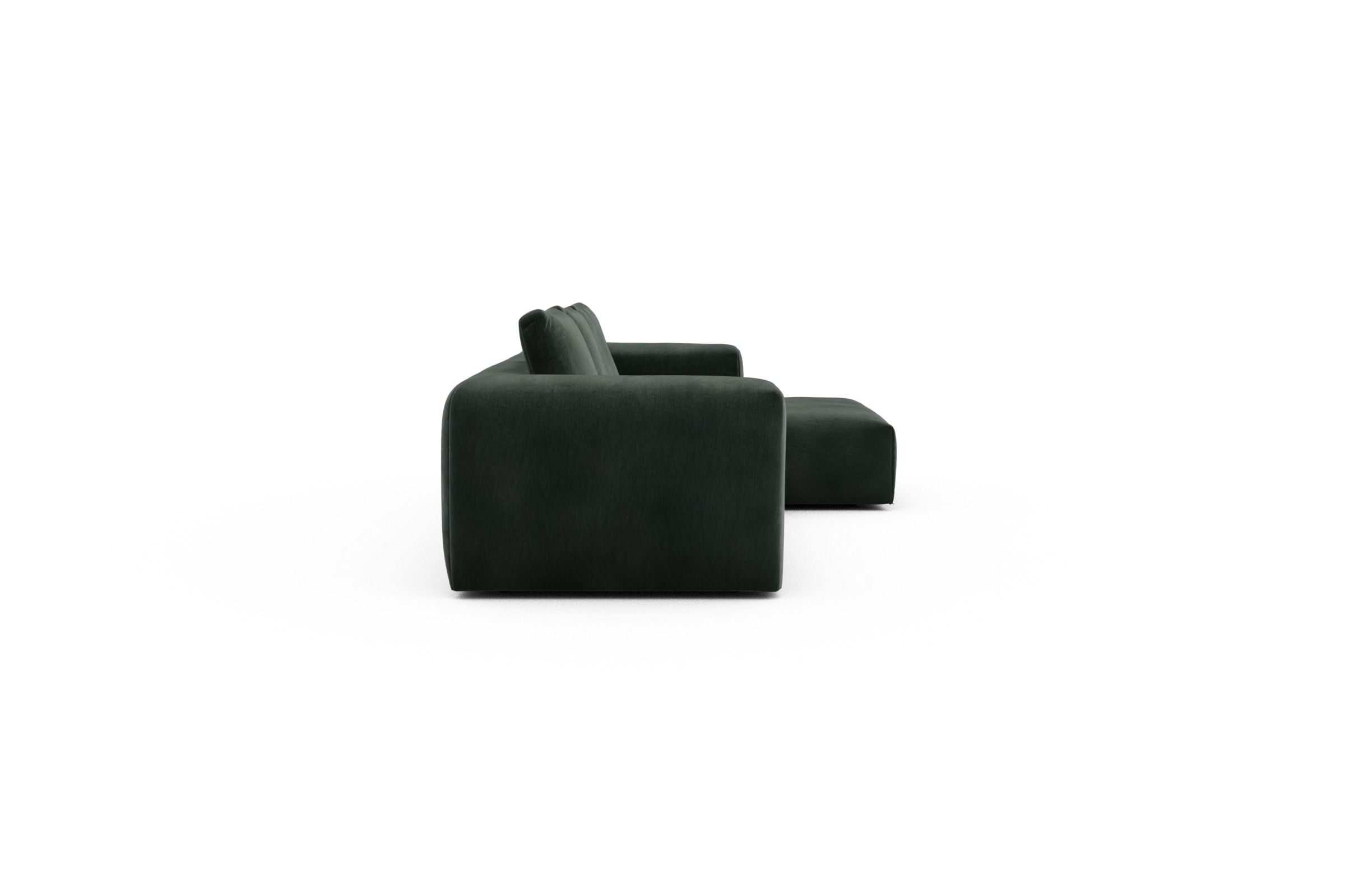 Ecksofa Fred Chaiselongue rechts mit 2,5-Sitzer Smooth-Laurel-Green