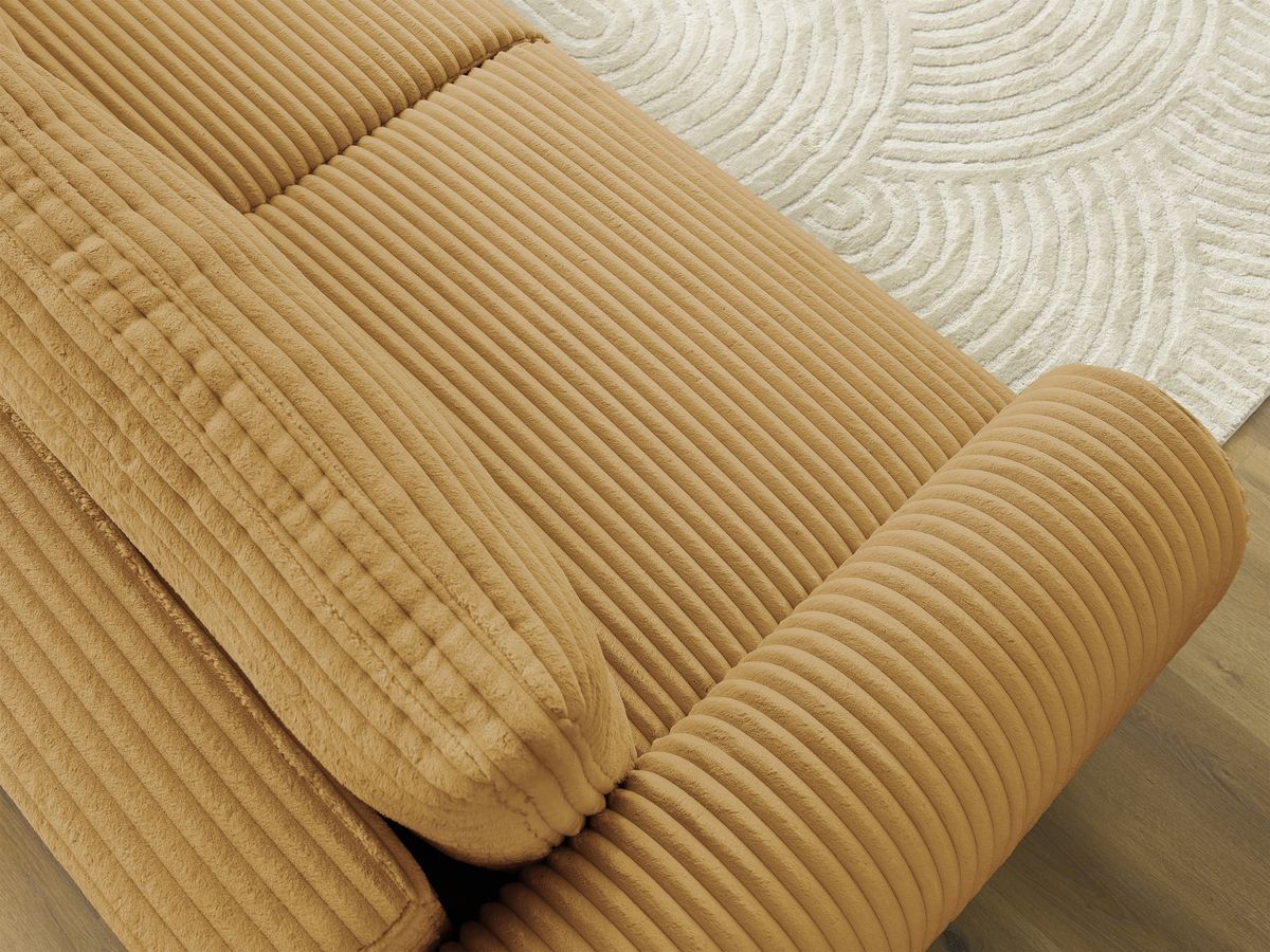 Bobochic Lucien Schlafsofa 3-Sitzer mit Bettkasten Breitcord weich Gelb