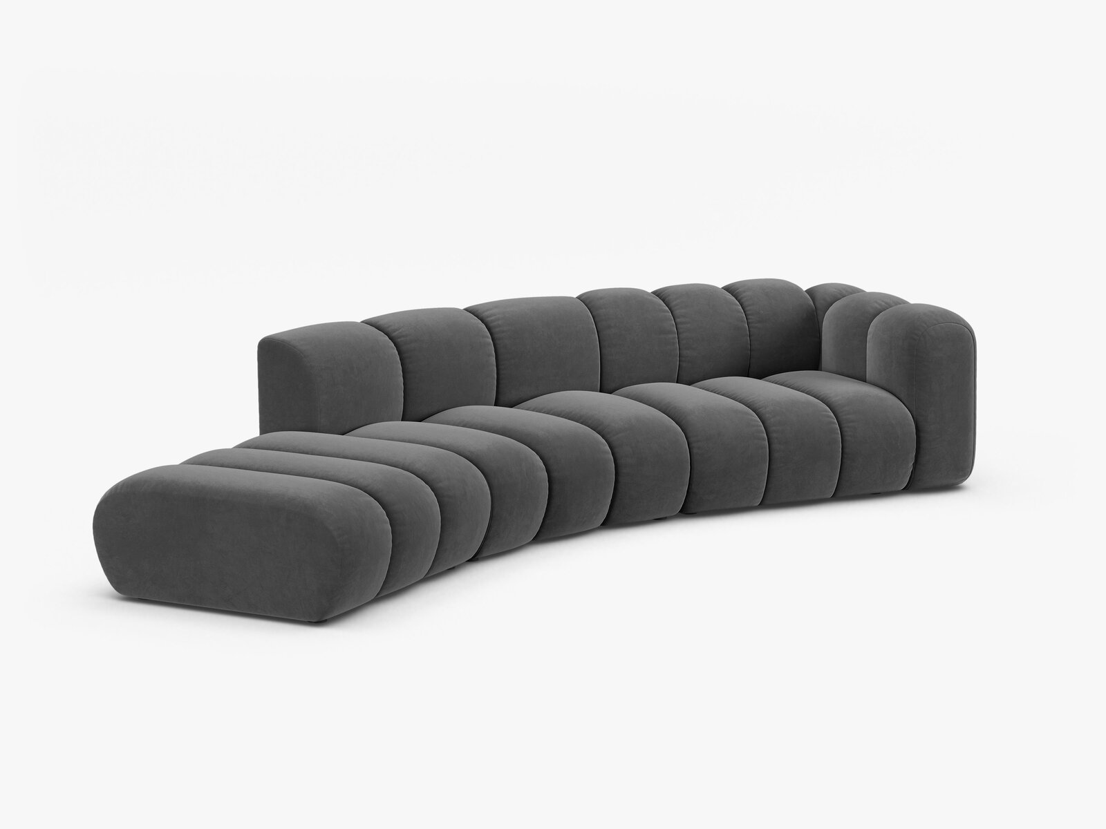 Micadoni Modulares Sofa Lupine 5-Sitzer Samt Venus Grau Links