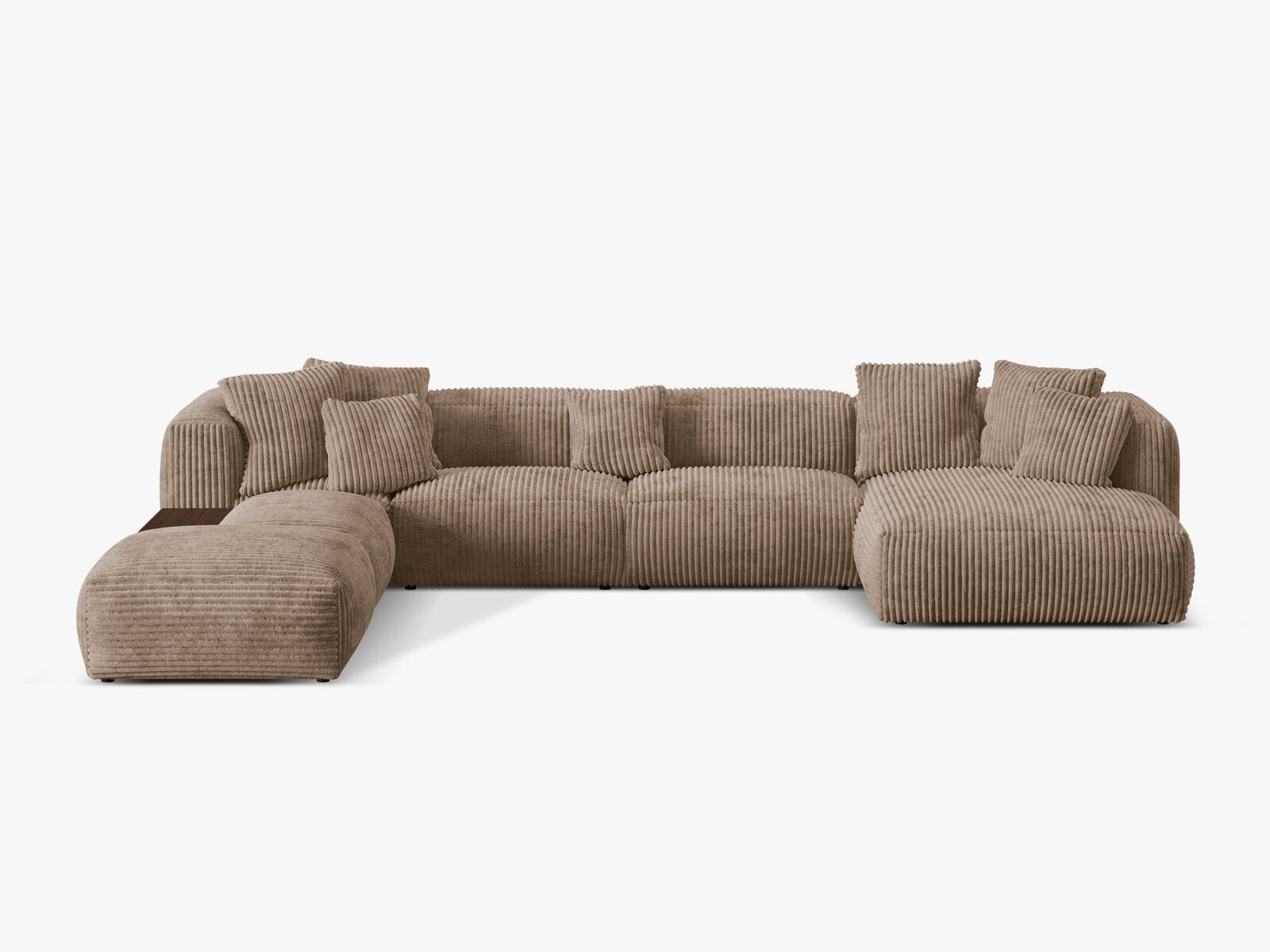 Micadoni Panorama-Ecksofa Martina 5-Sitzer Links Kord Eichel