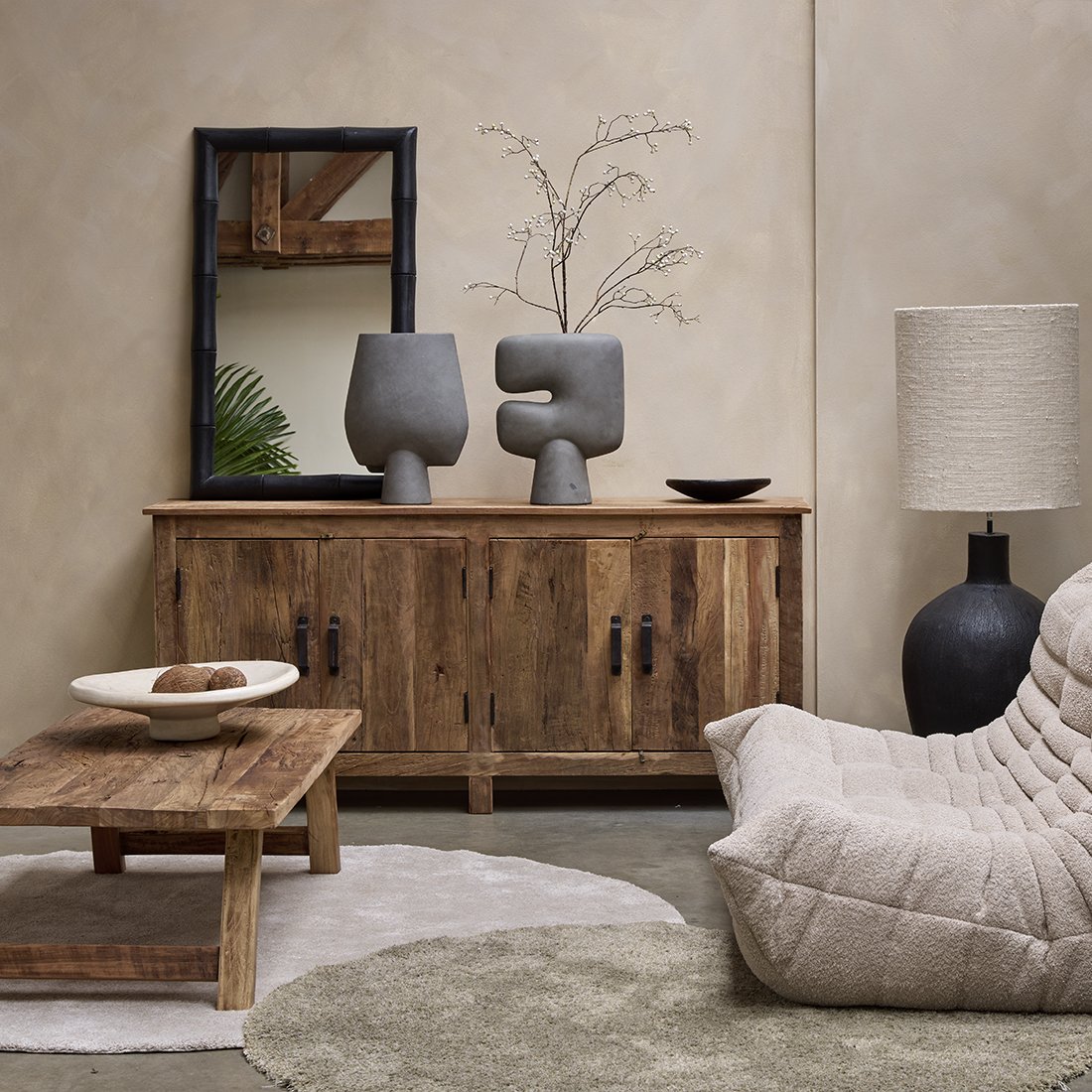 Raw Materials Sideboard Recyclingholz 172cm 4 Türen