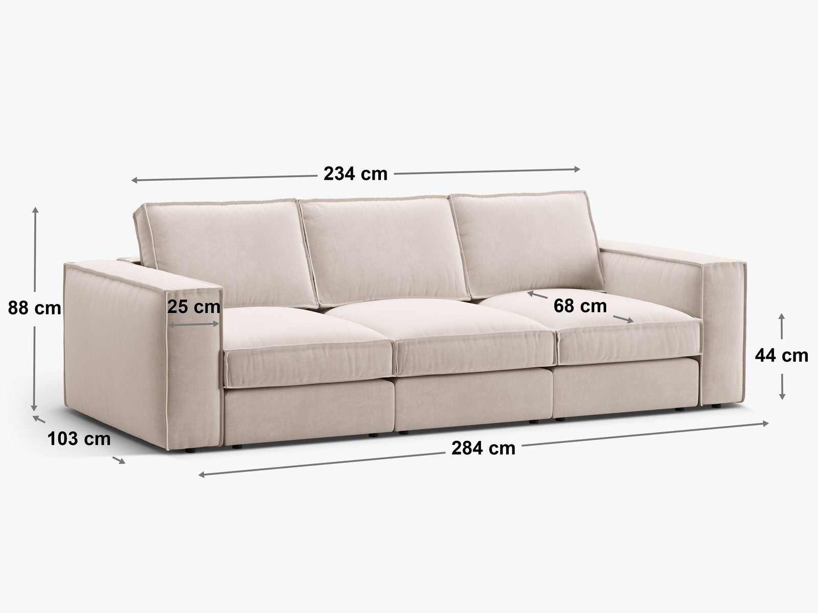 Micadoni modulares Sofa Pola 4-Sitzer Strukturierter Stoff Babel Hellbraun
