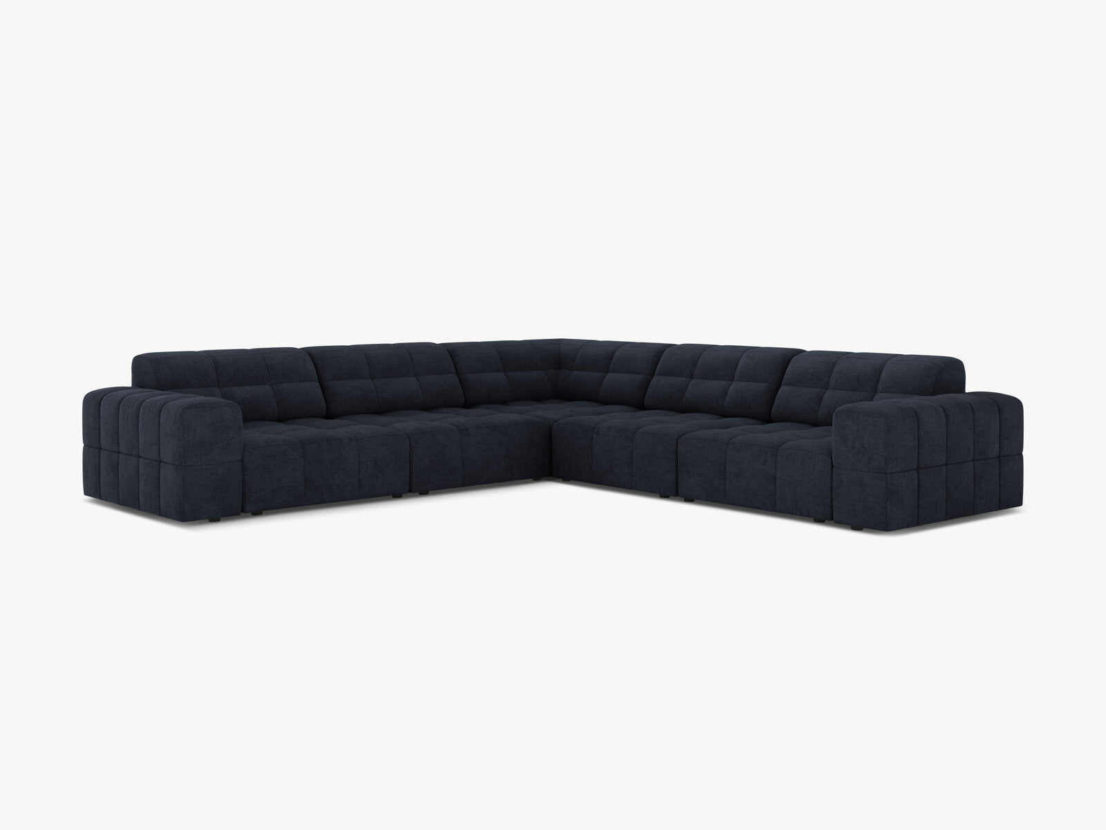 Micadoni Jennifer Modulares Ecksofa 7-Sitzer Chenille Eden Marineblau