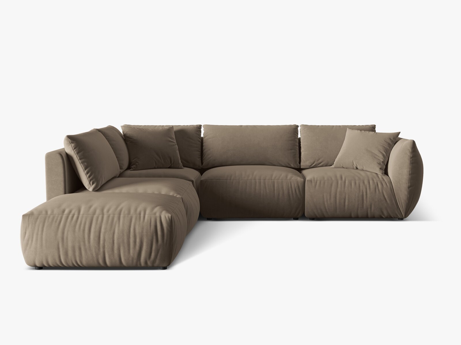 Micadoni Modulares Ecksofa Chris 4-Sitzer Links Samt Hellbraun