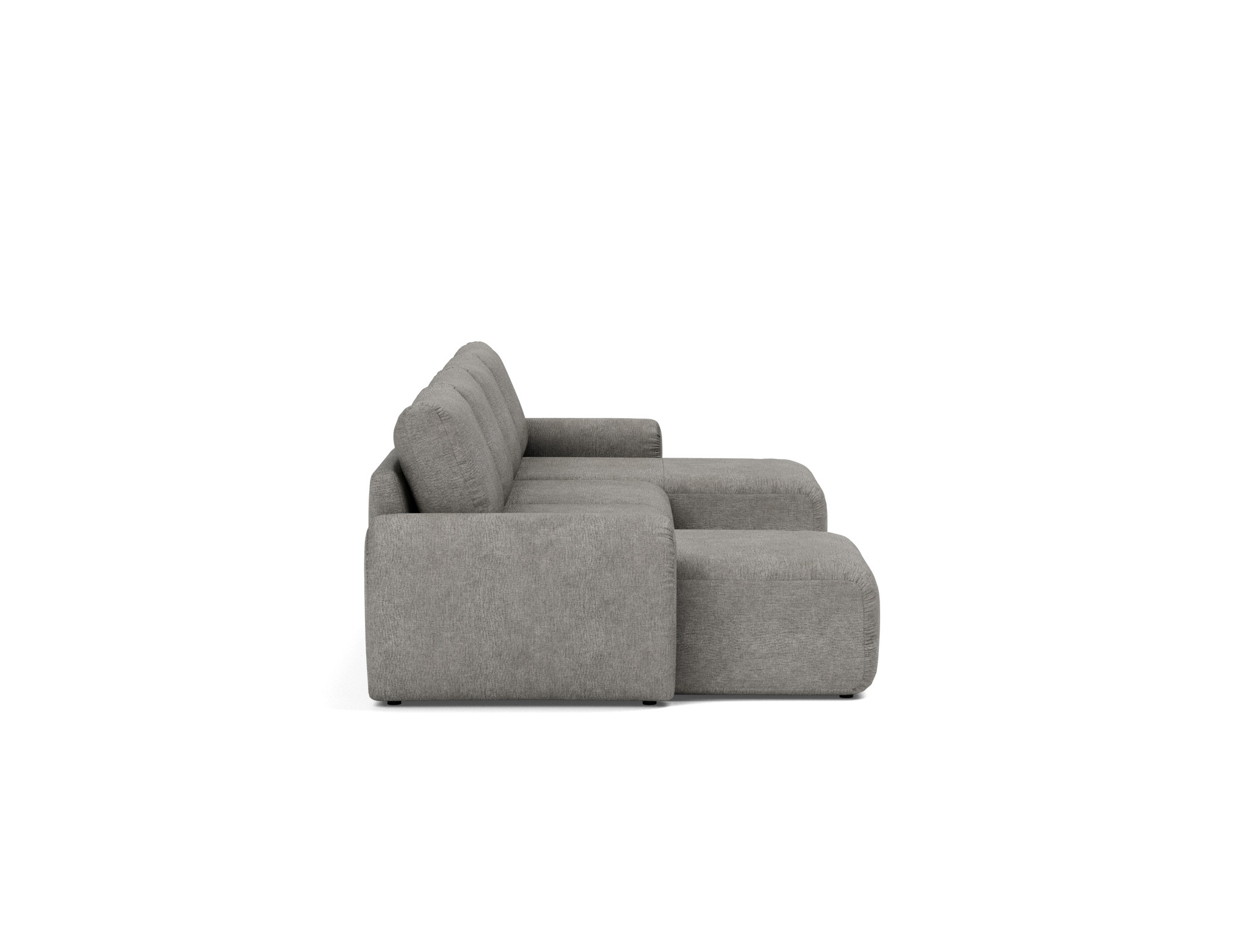 Schlafsofa Norum U-Form mit Curve-Armlehnen Flachgewebe Avella 282-Warm-Grey
