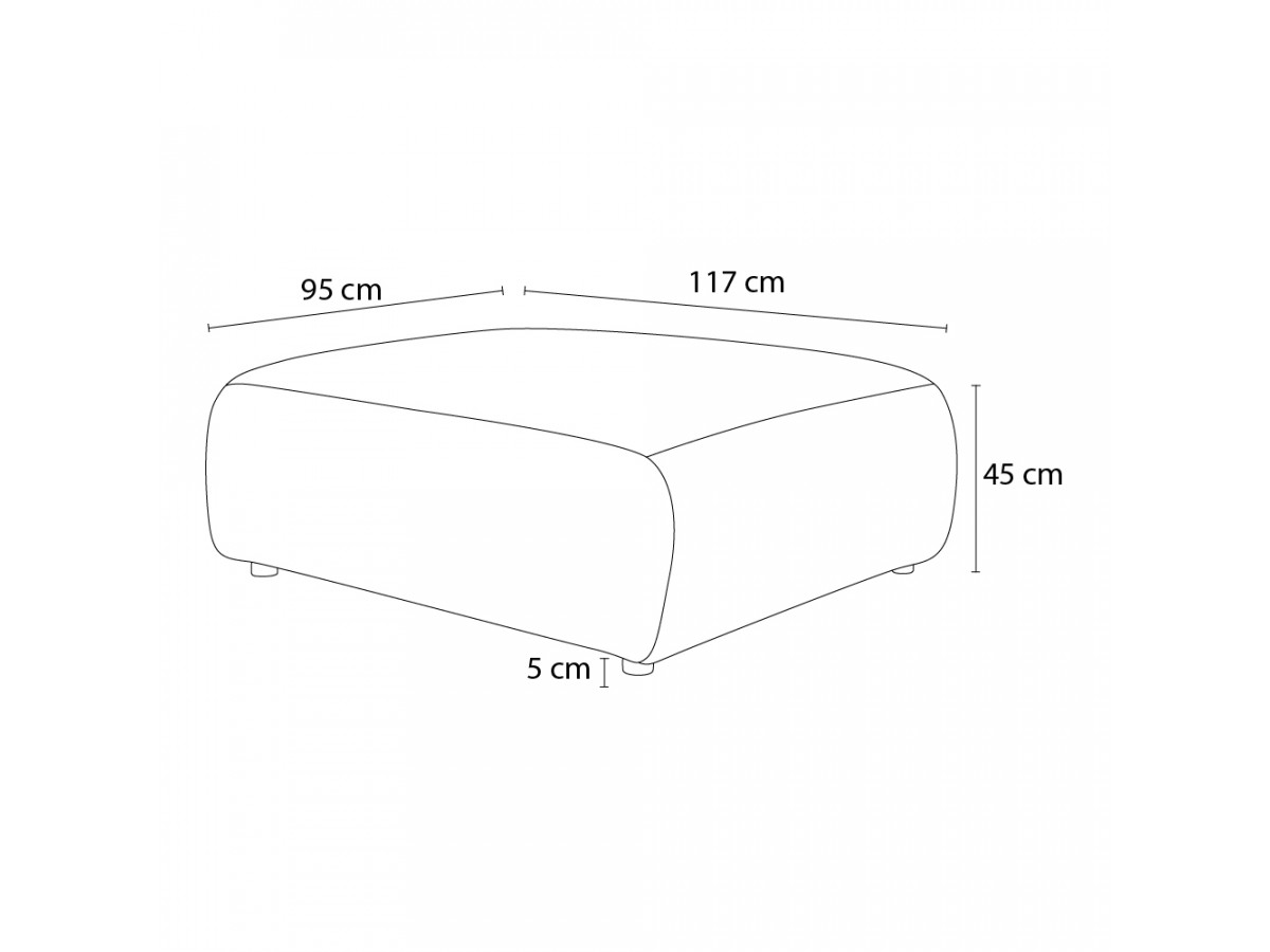 Bobochic Jeanne Pouf 95 × 117 cm Samt Taupe